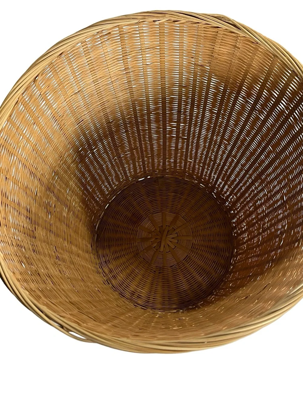 Boho Woven Bamboo Wastebasket Trash Can Basket 2 Pack Republic of China Vintage